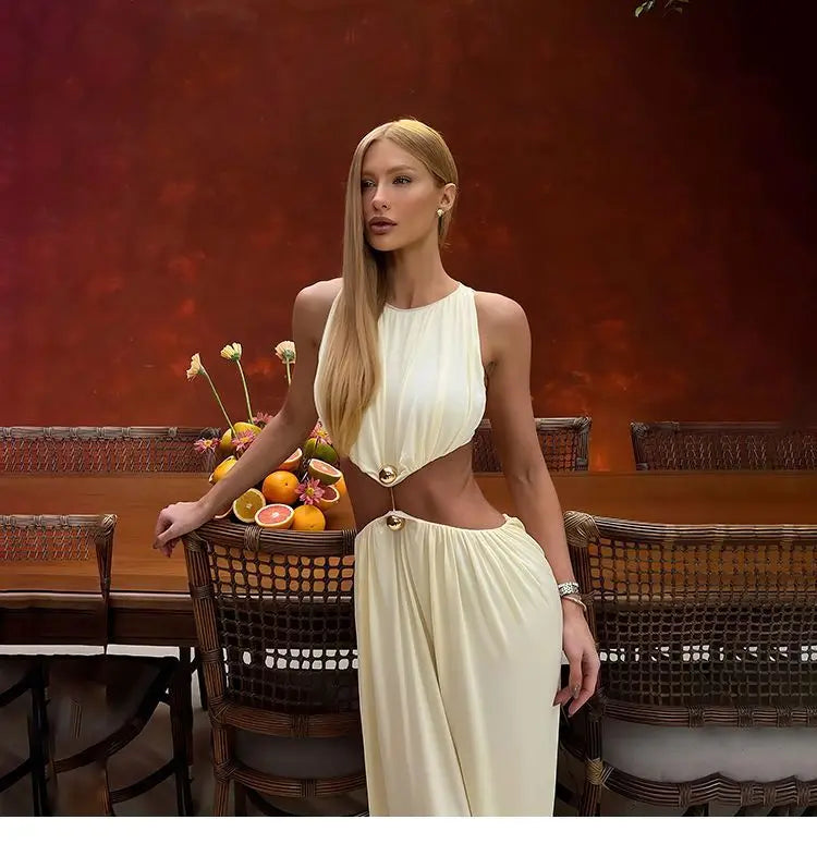 2026 Summer Fashion New Women's Elegant Design Dress Two Piece Set Sleeveless Top Slimming High Waist Long Dress Set