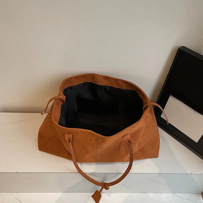 Elegant Shoulder Bag Pouch Suede Shoulder Bag Korean Style Storage Suede Handbag Suede Bucket Bag All-match Underarm Tote Bag