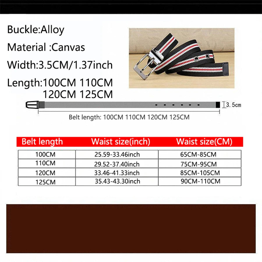 Men's Fabric Belt Canvas Belt for Drilled Webbing Casual Fashion Men's Trousers Belts Jeans Male Waist Belt Striped Strap HB072