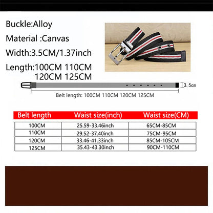 Men's Fabric Belt Canvas Belt for Drilled Webbing Casual Fashion Men's Trousers Belts Jeans Male Waist Belt Striped Strap HB072
