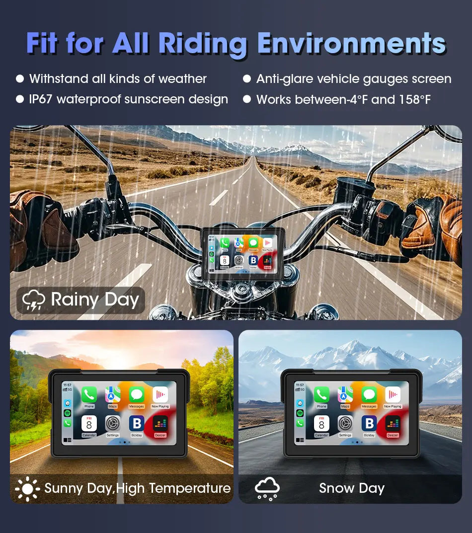 7 inch Motorcycle CarPlay Screen With TPMS GPS for Moto Navigation Display Screen Android Auto Digital Motorcycle Dashboard BT