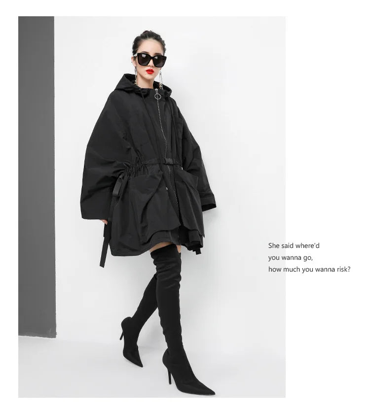 Amax luluE 2025 Fashion Korean Fall Ladies Loose Streetwear Womens Long Hooded Trench Coat Oversized Windbreaker Casual Clothes