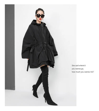 Amax luluE 2025 Fashion Korean Fall Ladies Loose Streetwear Womens Long Hooded Trench Coat Oversized Windbreaker Casual Clothes