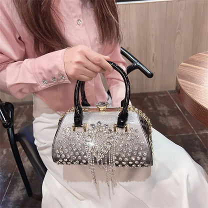 Fashion Diamonds Leather Women's Handbag Small Shoulder Cross-Body Bag New Elegant Evening Bag Portable Girls Party Dinner Bags