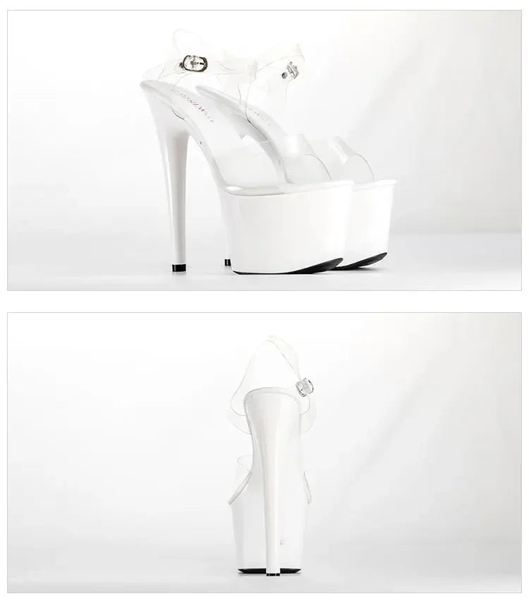 2021 Summer Platform Sandals Women Sexy PVC Transparent Slim Ultra High Heels 17CM Shoes Women Sandale Female Pole Dancing Shoes
