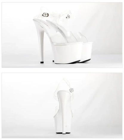2021 Summer Platform Sandals Women Sexy PVC Transparent Slim Ultra High Heels 17CM Shoes Women Sandale Female Pole Dancing Shoes