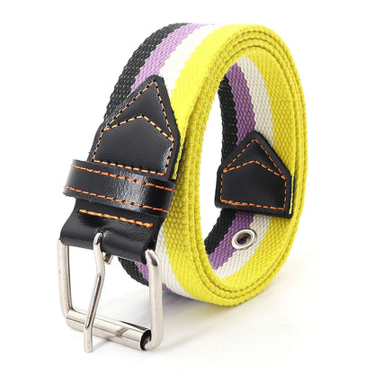 Rainbow Pride Canvas Belt with  - Versatile & Stylish for Jeans