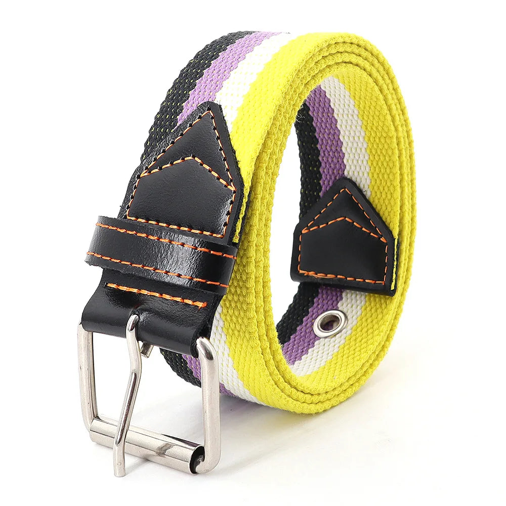 Rainbow Pride Canvas Belt with  - Versatile & Stylish for Jeans