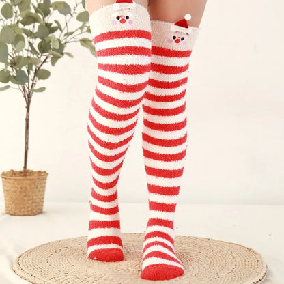 Snug Fleece Over Knee Socks Plush Cozy Winter Fall Sweet Long Female Hosiery Soft Fuzzy Leg Covers Floor Wear2024 New Bulk Deal
