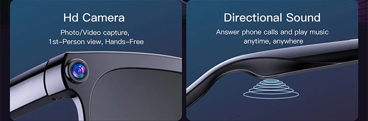 Amovan 2026 Smart Glasses AI 4K UHD 8MP 800W Camera Video Call Translation Voice Assistant Music Smart Glasses Detachable Lens