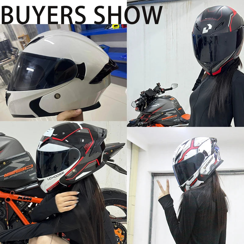 Uchoose DOT Modular helmet Full Face Helmets Crash Motorbike Protective Gear unisex Flip Up Helmet Motorcycle Double Sun Visor