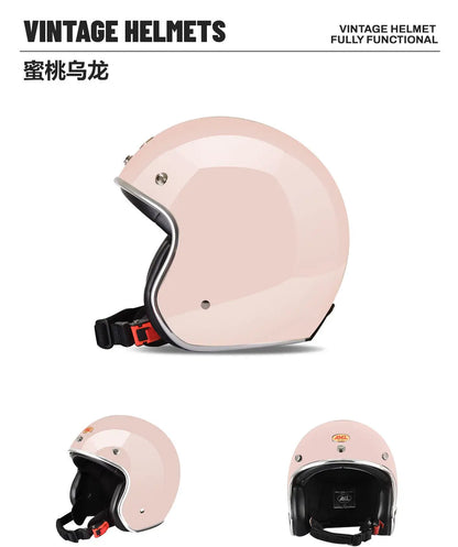 ECE DOT Approved Retro Motorcycle Helmet Open Face Moped 3/4 Vintage Low Profile Japanese Style Half Helmet Men Women Casco Moto
