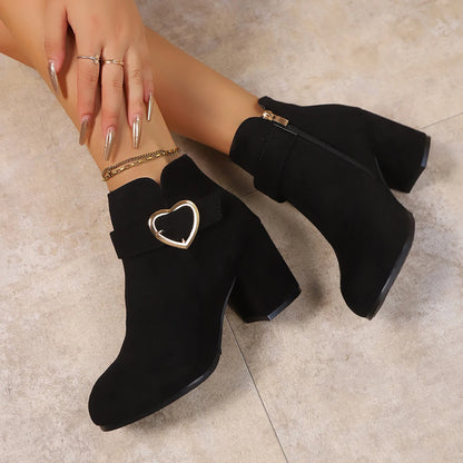 2025 New Women Anti-slip Ankle Boots Platform Zipper High Heels Short Boots Comfortable Designer Shoes Women Zapatos De Mujer