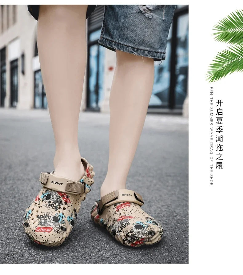 Men'S Breathable Casual Sandals Summer New Soft-Sole Non-Slip Comfort Outdoor Beach Shoes Fashion Youth Dual-Use Sports Slippers