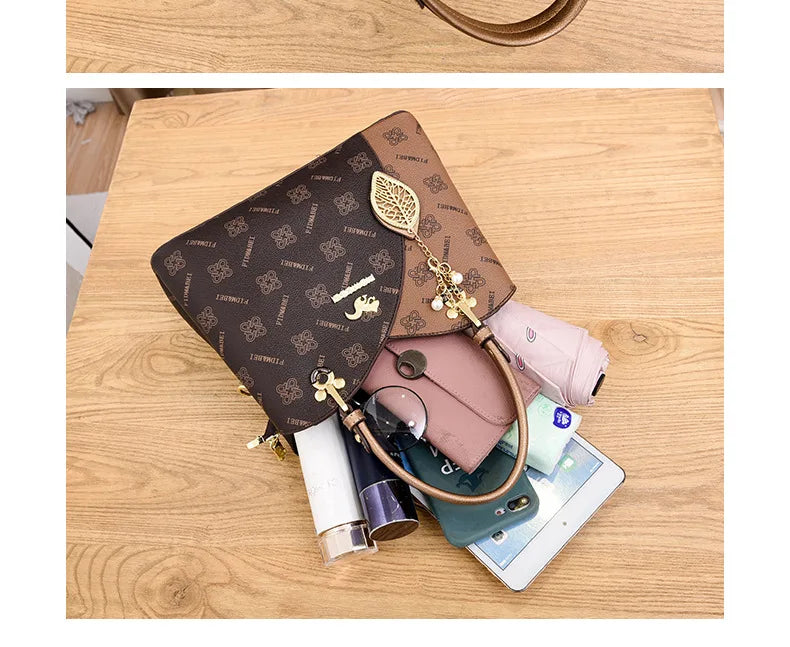 Luxury Brand Designer Women'S Handbag Leather Printed Shoulder Bag Large Capacity Classic Retro Crossbody Bag Commuting Tote Bag