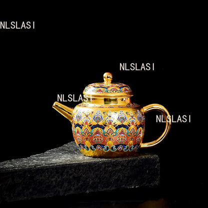 150ml Dunhuang Impression Gilded Teapot Stacked Enamel Colored Tea Infuser Household Gold Small Capacity Ball Hole Teapot