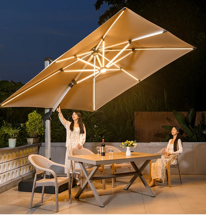 LED Roman Umbrella, Sunshade, Rainproof, UV Protection,Thickened Material, Aluminum Alloy Columns, Rotatable, Outdoor Umbrella