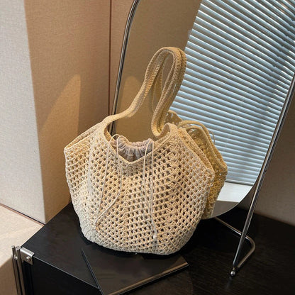 Chic Simple Lady Large Capacity Shoulder Bags Shopping Beach Bag for Women Casual Straw Woven Tote Bag Female Handbag Purses