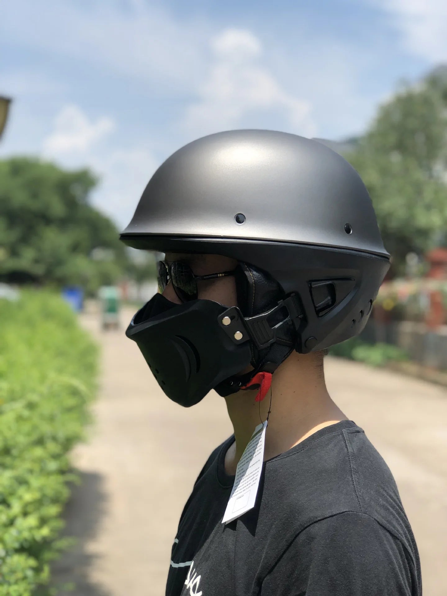 Malakas na lokomotiko buong helmet retro motorsiklo helmet rogue kumbinasyon kalahating helmet