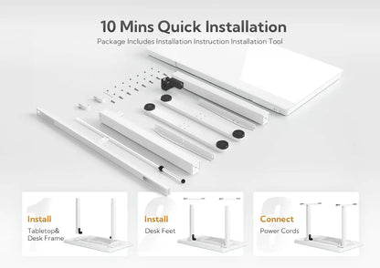 Glass Standing Desk with Drawers, 55 Inch Adjustable Stand Up Desk, Quick Install Home Office Computer Desk with, Customized