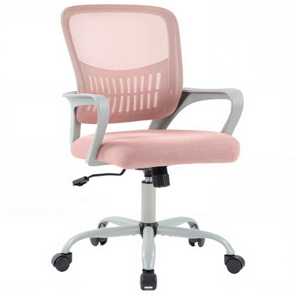 MCQ Fixed Armrest Office Desk Chair Ergonomic Mid Back with Lumbar Support Height Adjustable 360° Swivel Computer Gaming Chair