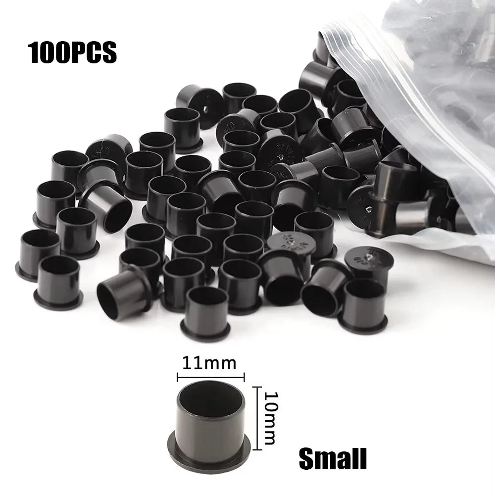 100/1000pcs Tattoo Ink Cups Caps Ink Holder 11mm 14mm 17mm Permanent Makeup Black Pigment Ink Caps Tattoo Accessories