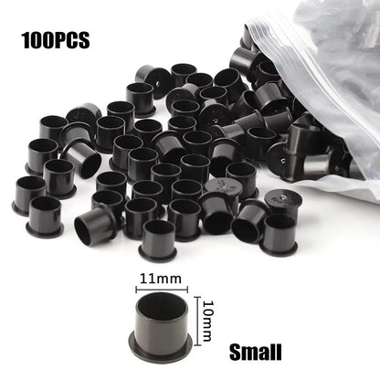 100/1000pcs Tattoo Ink Cups Caps Ink Holder 11mm 14mm 17mm Permanent Makeup Black Pigment Ink Caps Tattoo Accessories