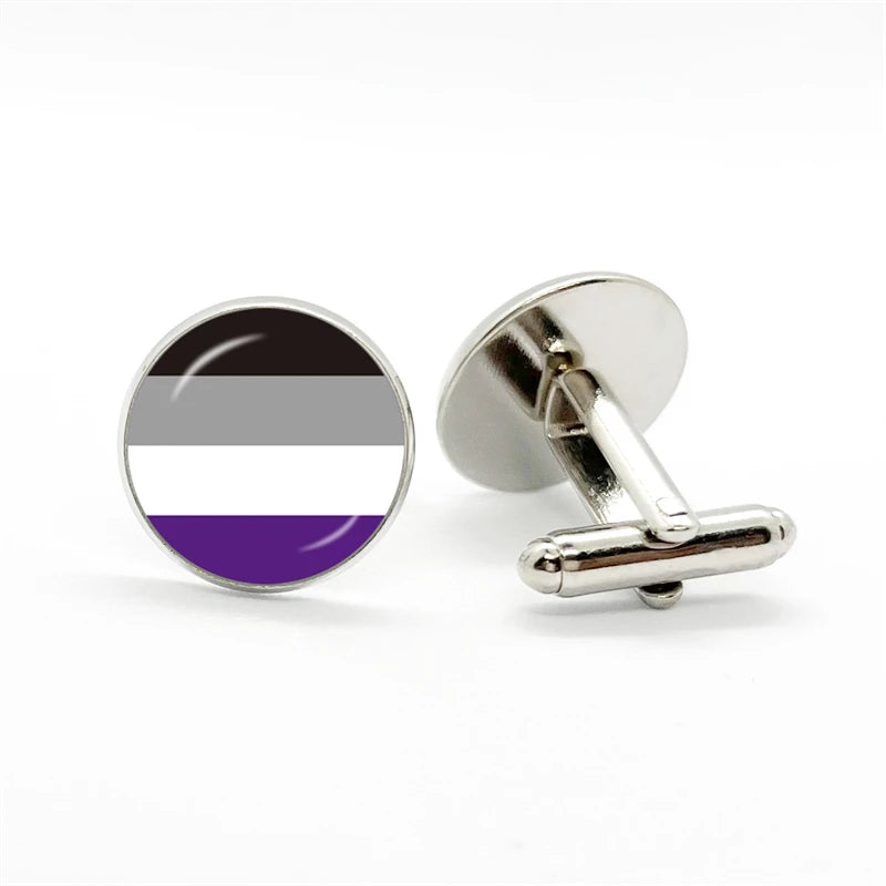 LGBT Rainbow Pride Cufflinks Man High Quality Jewelry Accessories Gay Pride Rainbow Flag Photo Suit Shirt Cuff Links Gift