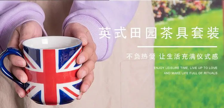 London Pottery Hand-painted flag Series 2 Cup Teapot British 600ml Ceramic Teapot with Stainless Infuser for Loose Tea Tea Set