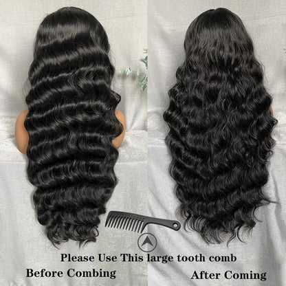 X-TRESS Synthetic Lace Front Hair Wigs for Women 32inch Long Loose Wave Black Color 13X6 Lace Frontal Wig with Natural Baby Hair