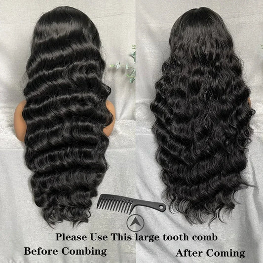 X-TRESS Synthetic Lace Front Hair Wigs for Women 32inch Long Loose Wave Black Color 13X6 Lace Frontal Wig with Natural Baby Hair