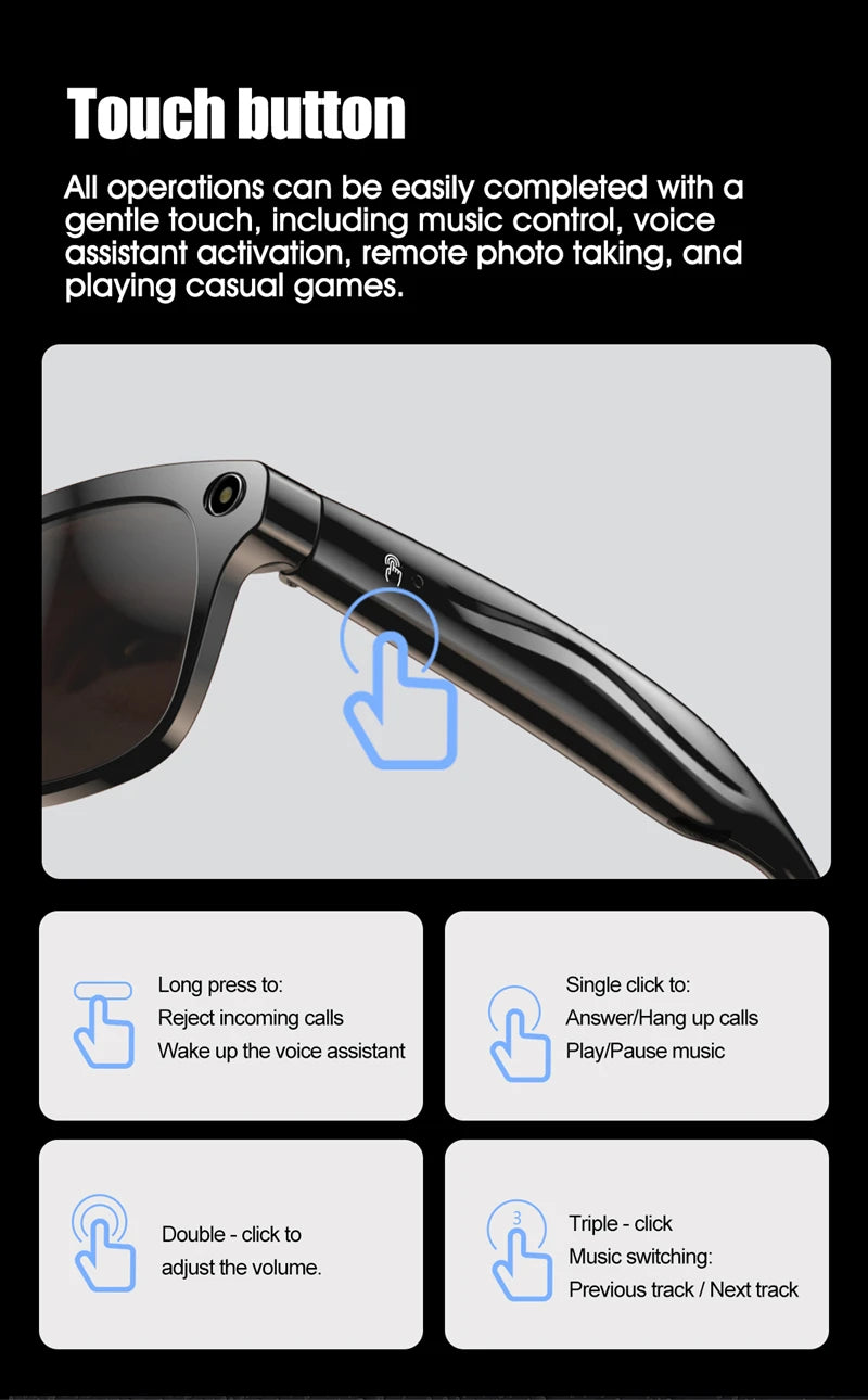 Xiaomi 4K AI Smart Glasses Multifunctional Camera Bluetooth Call Voice Assistant Music Player Translate Photochromic HD Glasses