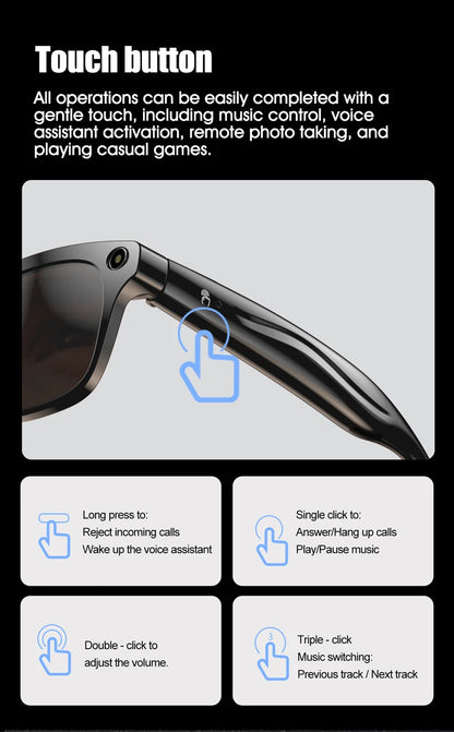 Xiaomi 4K AI Smart Glasses Multifunctional Camera Bluetooth Call Voice Assistant Music Player Translate Photochromic HD Glasses