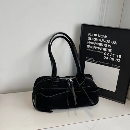 MOODS 2025 Autumn Latest Commute Shoulder Bags For Women PU Suede Pure Color Large Capacity Boston Bag Luxury Designer Handbags