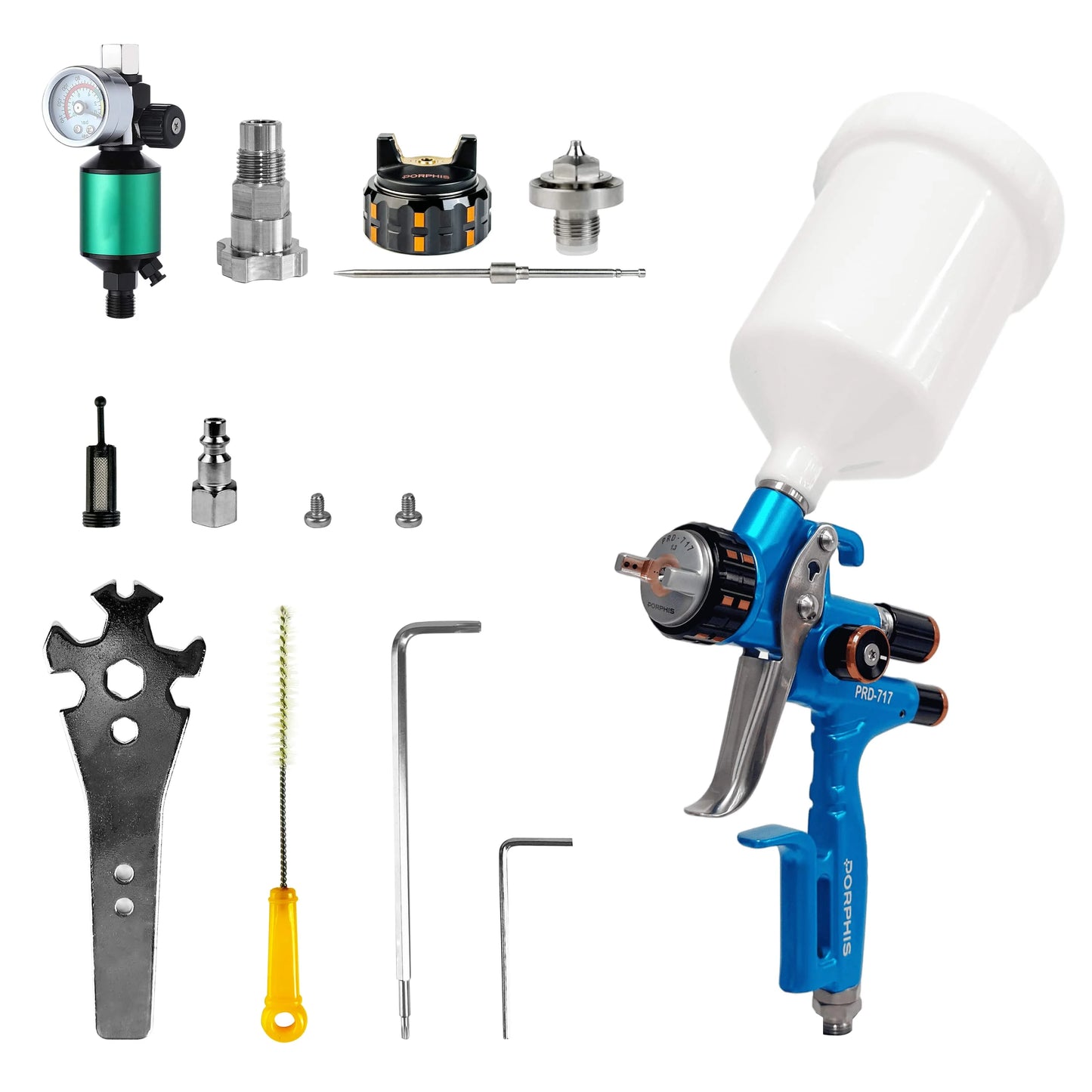 Original PORPHIS PRD-717 VS Split-Nozzle Airbrush Paint Spray Gun Automotive Professional Power Tools For clear coat Car Paint