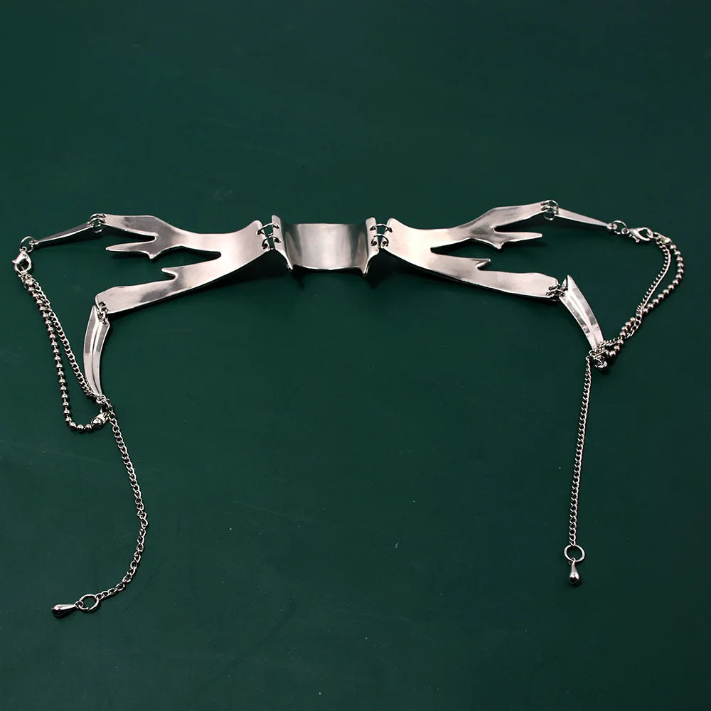 Punk Irregular Metal Mask Trendy Mechanical Bloodshed Mask For Women Men Halloween Ball Party Paty Mask Jewelry Accessories