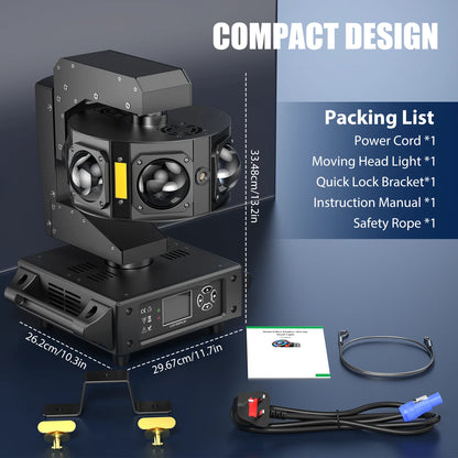160W LED Moving Head Light Beam RGBW 360°Rotation Stage Effect Lighting Projector DMX512 Sound Control for Disco Party Concert