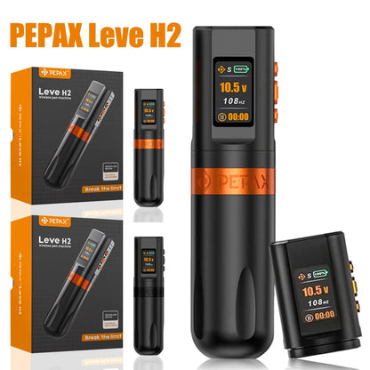 PEPAX Leve H2 Wireless Tattoo Machine Pen 3.5/4.2/5.0MM Stroke Wireless Tattoo Pen with 2000mAh Batteries for Tattoo Artists