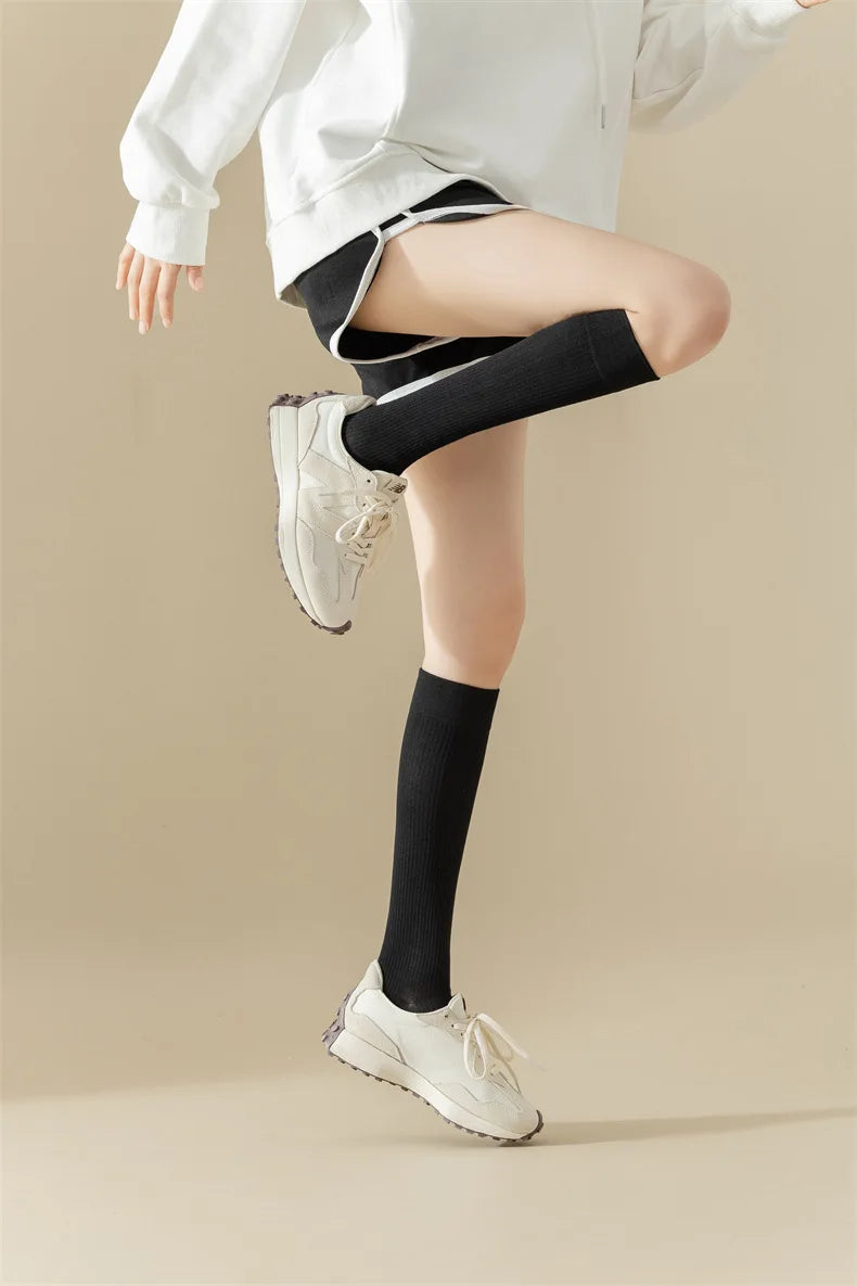 New Women Knee High Toe Socks Soft Lady Girls Breathable Comfortable Solid Color Cute Long Sock For Women