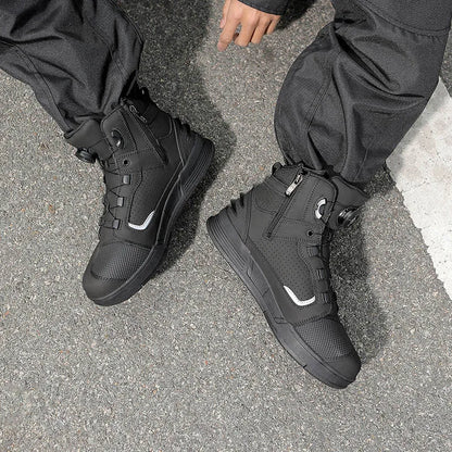 Cowhide Motorcycle Boots Men Leather Breathable Anti Slip Motorbike Cycling Shoes High Quality Men's Motocross Protective Boot