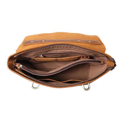 Leathfocus Vintage Leather Briefcase Fashion Design Men's Lightweight Crossbody Bag Men's Tote Handbag 15 inch Laptop Bags