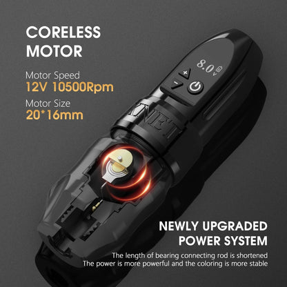Xnet Titan 2024 Wireless Tattoo Machine Rotary Pen with Extra 38mm Grip Coreless Motor Digital LCD Display for Artist Body