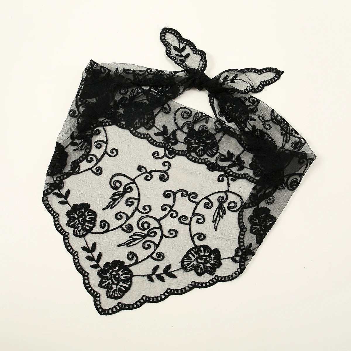 Wholesale French Lace Triangle Scarf Embroidered Flower Lace Scarf Small Shawl Crochet Head Scarf Headwraps Bandana For Women