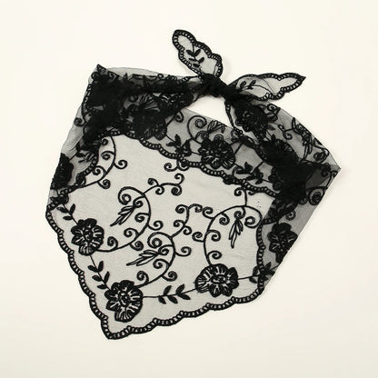 Wholesale French Lace Triangle Scarf Embroidered Flower Lace Scarf Small Shawl Crochet Head Scarf Headwraps Bandana For Women