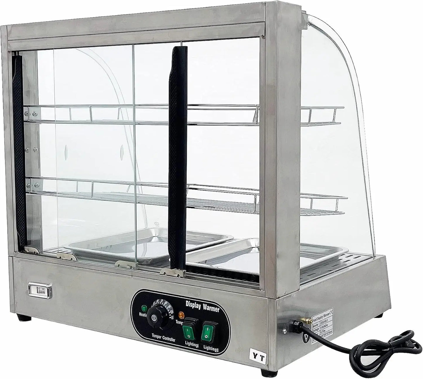 Commercial Food Warmer Display Case 3-Tier 500W Electric Pizza Warmer Display Countertop Food Display Case for Egg Tart Food