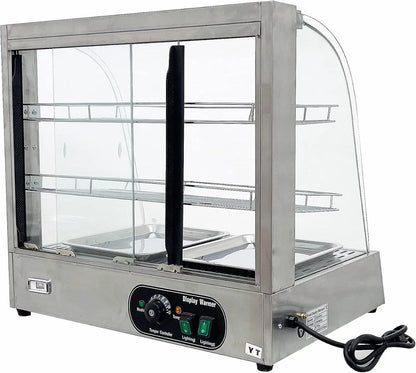 Commercial Food Warmer Display Case 3-Tier 500W Electric Pizza Warmer Display Countertop Food Display Case for Egg Tart Food
