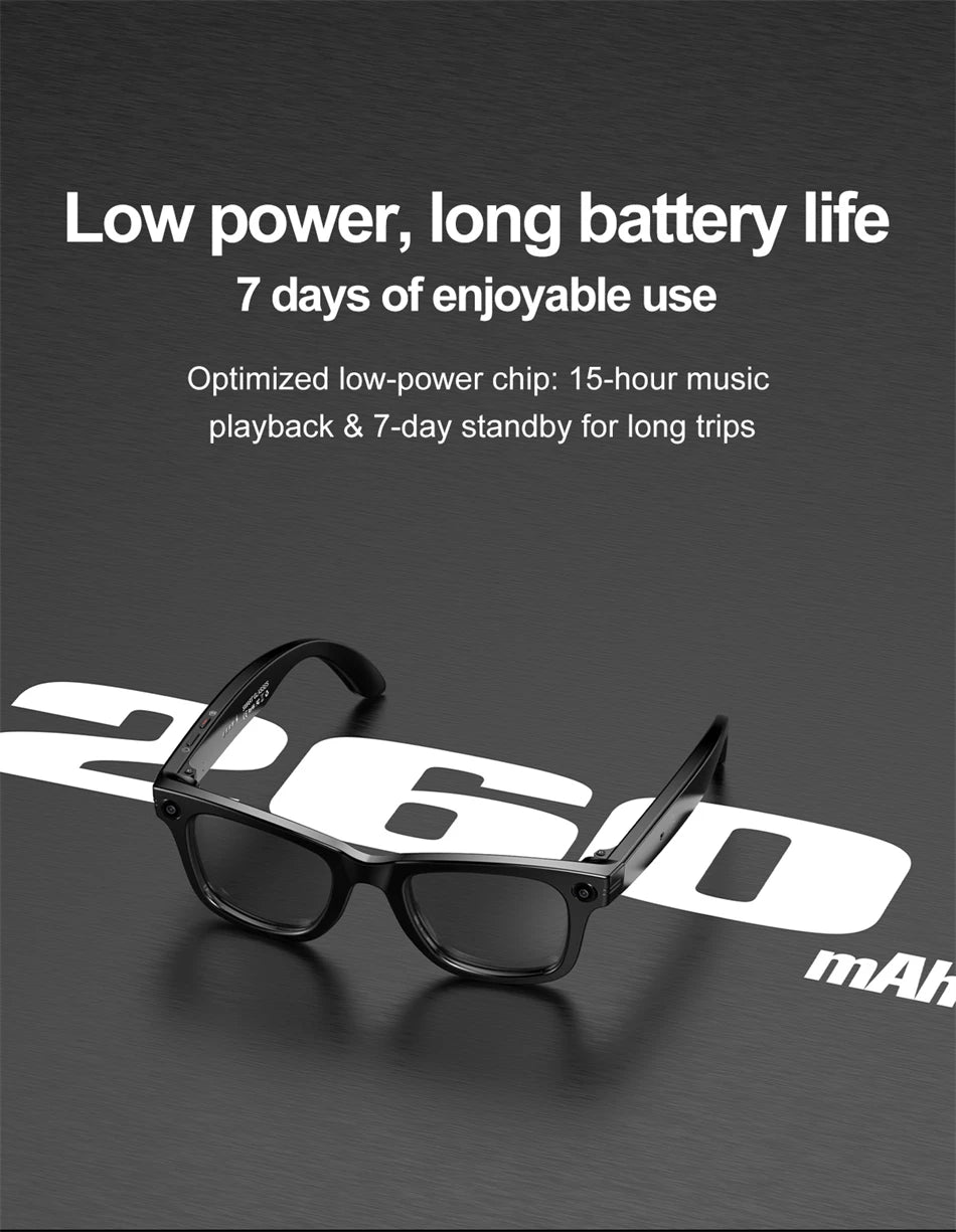 LIGE AI Camera Glasses Wireless Smart Sunglasses with Camera Bluetooth Call Music Glasses Video Sound Recording Antiblue Glasees