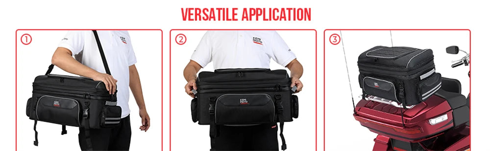 Motorcycle Travel Luggage Rack Tail Bags 40L-50L Expandable Collapsible Trunk Bag for Touring Road King Street Glide Road Glide