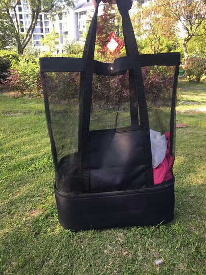 High Capacity Women Mesh Transparent Bag Double-layer Heat Preservation Large Picnic Beach Bags