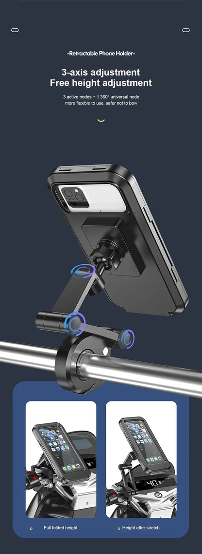 Waterproof Motorcycle Bike Mobile Phone Holder Magnetic Universal Bicycle GPS 360° Swivel Adjustable Motorcycle Cellphone Holde